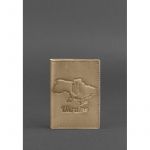 Кожаная обложка для паспорта с картой Украины светло-бежевая, фото 1