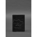 Кожаная обложка для паспорта с картой Украины черный Crazy Horse, фото 1