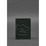 Кожаная обложка для паспорта с картой Украины зеленый Crazy Horse, фото 1