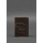 Кожаная обложка для паспорта с картой Украины темно-коричневый Crazy Horse, фото 1