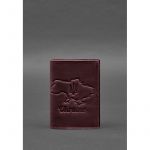 Кожаная обложка для паспорта с картой Украины бордовый Crazy Horse, фото 1