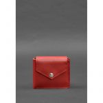 Кожаное портмоне 4.2 на кнопке красный, фото 1