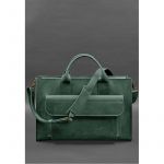 Кожаная сумка для ноутбука и документов Универсальная зеленая Crazy Horse, фото 1