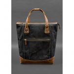 Сумка-рюкзак из канваса и натуральной светло-коричневой кожи, фото 1