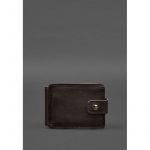 Кожаное портмоне 13.1 зажим с хлястиком темно-коричневый краст, фото 1