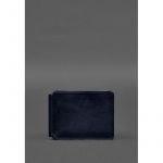 Кожаное портмоне 13.0 зажим синий краст, фото 1