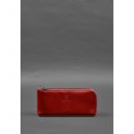 Кожаное портмоне-купюрник на молнии 14.0 красный, фото 1