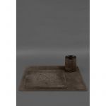 Настольный набор из натуральной кожи  5.0 с картой Украины Темно-коричневый Crazy Horse, фото 1