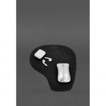 Коврик для мышки &amp;quot;Грушка&amp;quot; из натуральной кожи черный Crazy Horse, фото 1