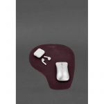 Коврик для мышки &amp;quot;Грушка&amp;quot; из натуральной кожи бордовый Crazy Horse, фото 1