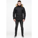 Черная зимняя молодежная мужская куртка с опушкой модель 25550, фото 1