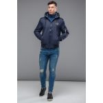 Темно-синий двусторонний бомбер осенне-весенний мужской молодежный модель 32898, фото 1