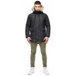 Черная молодежная мужская дизайнерская парка зимняя модель 25620, фото 1