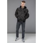 Осенне-весенний молодежный мужской бомбер цвет черный-хаки модель 30155, фото 1