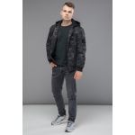 Легкий мужской осенне-весенний бомбер молодежный цвет черный-хаки модель 14262, фото 1