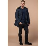 Темно-синяя мужская зимняя парка с меховой опушкой модель 3986, фото 1