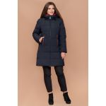 Пуховик темно-синий большого размера женский на зиму модель 25175, фото 1