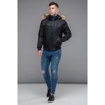 Черный бомбер осенне-весенний молодежный для мужчин модель 46575, фото 1