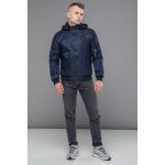 Темно-синий бомбер осенне-весенний молодежный мужской с нашивкой модель 30525, фото 1