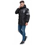 Мужская черная парка молодежная осенне-весенняя модель 31292, фото 1