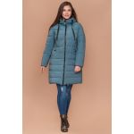 Женский зимний пуховик большого размера цвет светлая бирюза модель 25275, фото 1