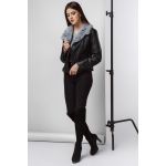 Пуховик женский молодежный осенне-весенний цвет черный-серый модель 25522, фото 1