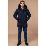 Парка мужская темно-синяя зимняя с меховой опушкой модель 9255, фото 1