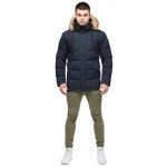 Молодежная мужская куртка зимняя стандартной длины темно-синяя модель 25210, фото 1