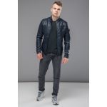 Темно-синяя молодежная куртка осенне-весенняя на молнии мужская модель 25825, фото 1