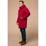 Мужская красная парка зимняя с прорезными карманами модель 23675, фото 1