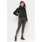 Молодежный пуховик осенне-весенний черного цвета женский модель 25222, фото 1