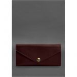 Кожаный  клатч (портмоне) на кнопке 5.0 Бордовый, фото 1