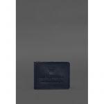 Кожаная обложка для удостоверения участника боевых действий (УБД) с карманом для жетона темно-синяя, фото 1