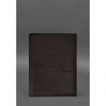 Кожаная обложка для нотариального реестра с картой Украины темно-коричневая, фото 1
