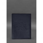 Кожаная обложка для нотариального реестра с картой Украины темно-синяя, фото 1