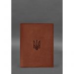 Кожаная обложка для нотариального реестра с Трезубцем светло-коричневая Crazy Horse, фото 1