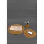 Настольный набор из натуральной кожи 1.2 желтый Crazy Horse, фото 1