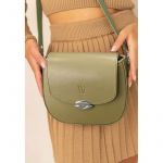 Женская кожаная сумка Naomi оливковая, фото 1