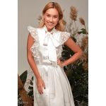 Романтичное белое шелковое платье 34773, фото 1