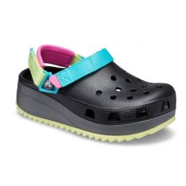 CROCS Classic Hiker Clog Black / Multi кроксы черные с голубой шлейкой, фото 1