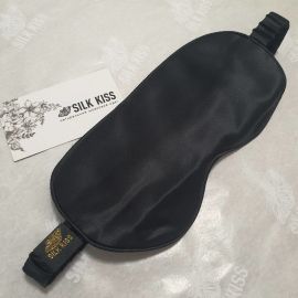 Черная шелковая маска для сна из натурального шелка Silk Kiss, фото 1
