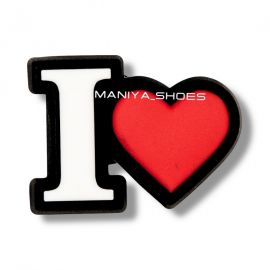 Jibbitz I Heart Black – прикраса на крокси у формі «я сердце» червоного кольору
