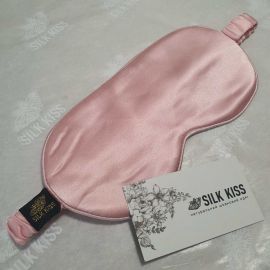 Розовая маска для сна из натурального шелка Silk Kiss. Размер универсальный, фото 1