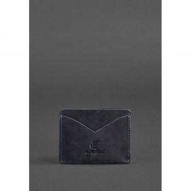 Кожаная визитница 5.0 синяя Crazy Horse, фото 1