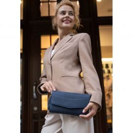 Кожаная женская сумка Элис синяя crazy horse, фото 1