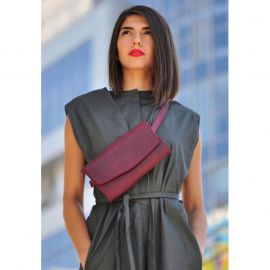 Кожаная женская сумка Элис бордовая crazy horse, фото 1