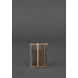 Кожаный кард-кейс 1.1 темно-коричневый Crazy Horse с оранжевым, фото 1