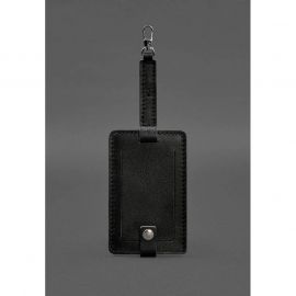 Кожаная бирка для багажа Бланк-тэг черная, фото 1