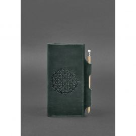 Кожаный женский тревел-кейс 3.0 зеленый с мандалой, фото 1