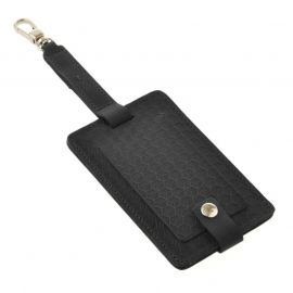Кожаная бирка для багажа Бланк-тэг черная Карбон, фото 1